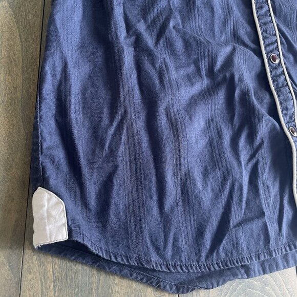 Guess Jeans Blue Short Sleeve Button Camp Western Shirt Slim Fit Mens Large (H6) - Picture 6 of 10